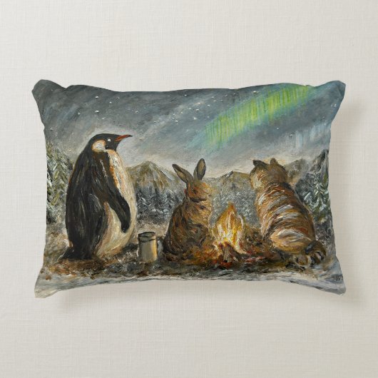 Beam Lingering Whimsical Aurora Animals Painting Accent Kussen (Voorkant)