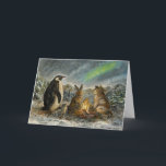 Beam Lingering Whimsical Aurora Animals Painting Kaart<br><div class="desc">This greeting card features a penguin,  rabbit,  and dog sharing a cozy campfire under the glowing northern lights. The warm,  whimsical scene is perfect for birthday wishes,  thank you notes,  or thinking-of-you messages. A sweet card for animal lovers and fans of nature scenes.</div>