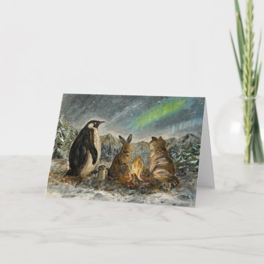 Beam Lingering Whimsical Aurora Animals Painting Kaart (Voorkant)