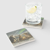 Beam Lingering Whimsical Aurora Animals Painting Stenen Onderzetter (Zijkant)