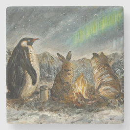 Beam Lingering Whimsical Aurora Animals Painting Stenen Onderzetter