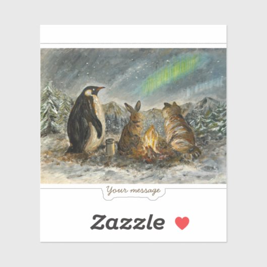 Beam Lingering Whimsical Aurora Animals Painting Sticker (Vel)