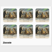 Beam Lingering Whimsical Aurora Animals Painting Vierkante Sticker (Vel)