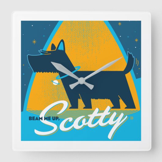Beam me op Scotty Vierkante Klok (Voorkant)