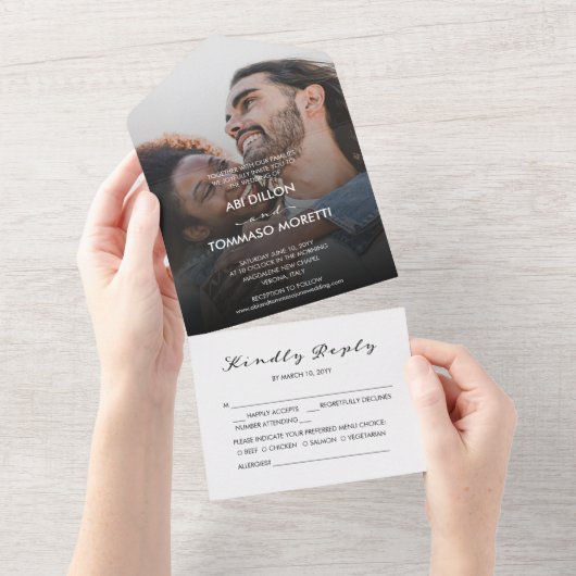 Beaming Delight Foto Bruiloft All In One Uitnodiging (Afscheurbaar)