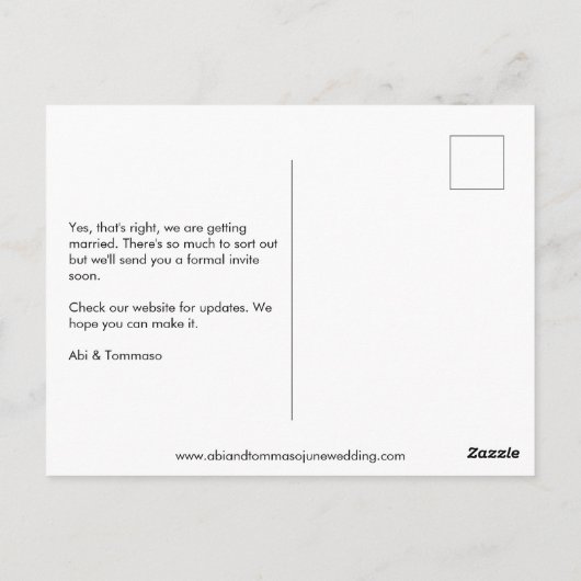 Beaming Delight Foto Bruiloft Save the Date Briefkaart (Achterkant)