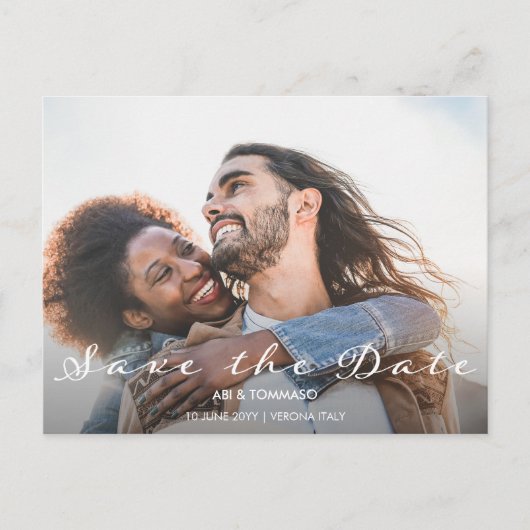 Beaming Delight Foto Bruiloft Save the Date Briefkaart (Voorkant)