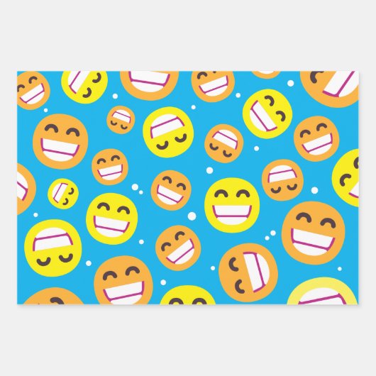 Beaming gezicht glimlachen Oyes Emojis Editable Co Inpakpapier Vel (Voorkant 3)