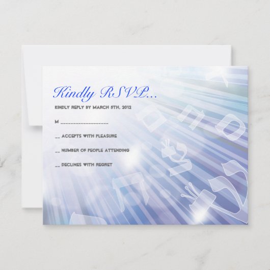 BEAMS OF LIGHT Bar Bat Mitzvah Reply Card RSVP Kaartje (Voorkant)