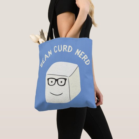 Bean Curd Nerdy Funny Vegetarian Cartoon Tote Bag (Dichtbij)
