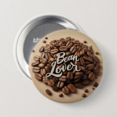 Bean Lover Koffiebonen Ronde Button 7,6 Cm (Voorkant /achterkant)