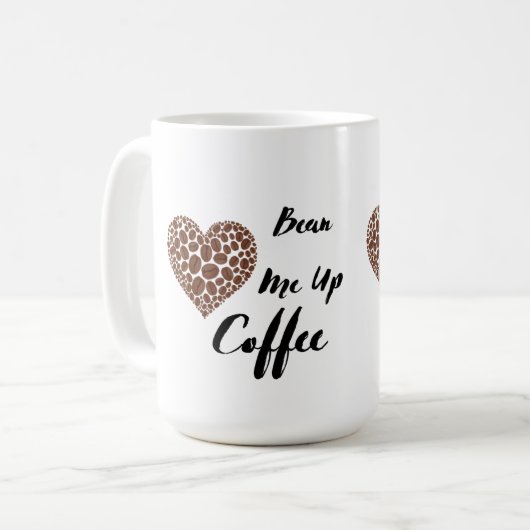 Bean me up koffie op een koffiemok (Voorkant links)