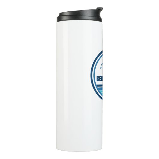 Bean Point Beach Florida Palm Tree Vogels Thermosbeker (Gedraaid links)