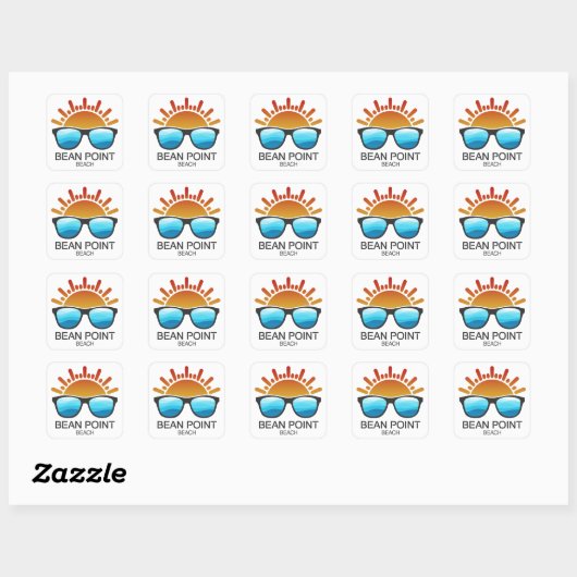Bean Point Beach Florida zonnebril Vierkante Sticker (Vel)