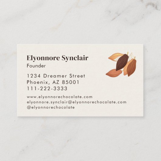 Bean to Bar Chocolate Maker Cocoa Pods Design Visitekaartje (Achterkant)