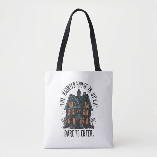 Beangstigende aankondiging 'The Haunted House is O Tote Bag (Voorkant)