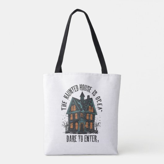 Beangstigende aankondiging 'The Haunted House is O Tote Bag (Achterkant)