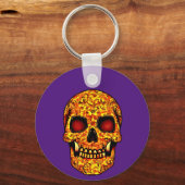 Beangstigende Halloween schedel met rode ogen Sleutelhanger (Voorkant)