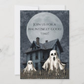 Beangstigende witte geesten op een heksenachtergro kaart (Voorkant)