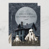 Beangstigende witte geesten op een heksenachtergro kaart (Voorkant / Achterkant)