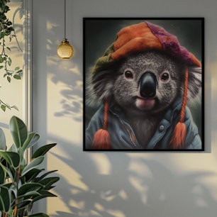 Beanie Bunch Koala Patchwork Muts Kunst Poster