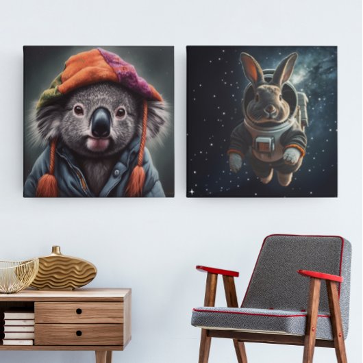 Beanie Bunch Koala Patchwork Muts Kunst Poster