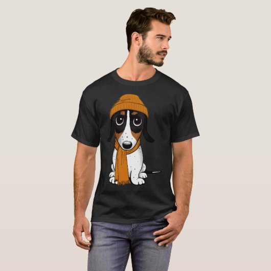 Beanie Dog - Piebald Dachshund - Schattigee Hipste T-shirt (Voorkant volledig)
