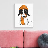 Beanie Dog | Schattige Piebald Dachshund Canvas Afdruk (Insitu (Woonkamer))