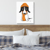 Beanie Dog | Schattige Piebald Dachshund Canvas Afdruk (Insitu (Slaapkamer))