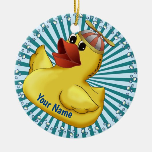 Beanie Hoed Rubber Eend   Keramisch Ornament (Voorkant)