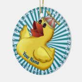 Beanie Hoed Rubber Eend   Keramisch Ornament (Links)