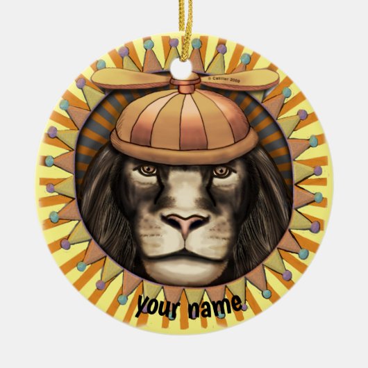 Beanie Leeuw Keramisch Ornament (Voorkant)
