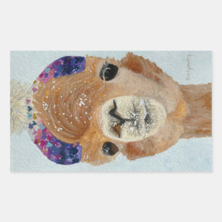 Beanie Llama Rechthoekige Sticker