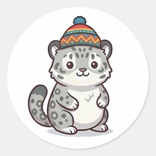 Beanie Luipaard Ronde Sticker (Voorkant)