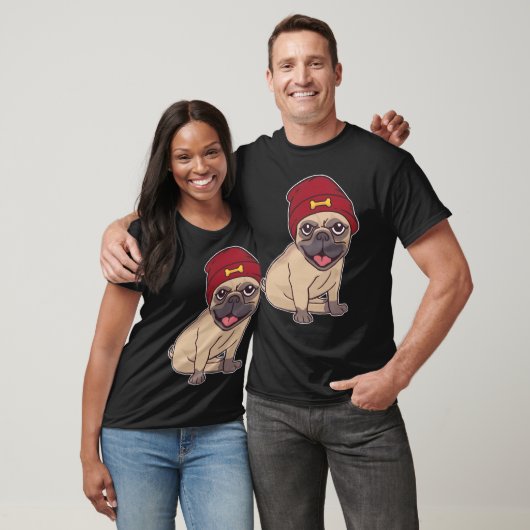 Beanie Pug Classic T-shirt 459 (Unisex)