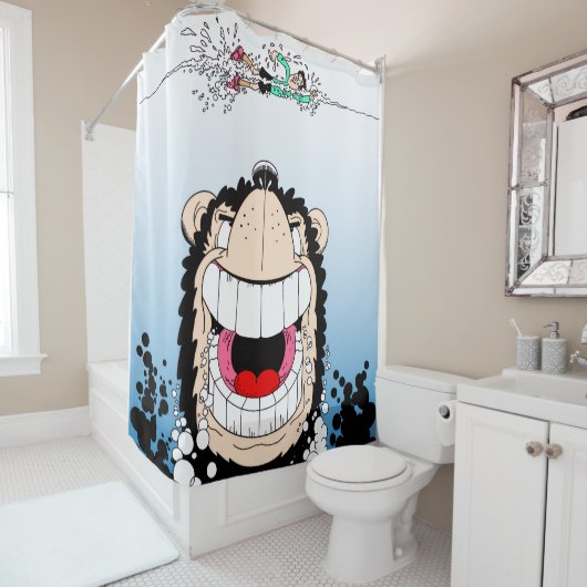 Beano Gnasher "Jaws" parodie douchegordijn 🚿 (In situ)