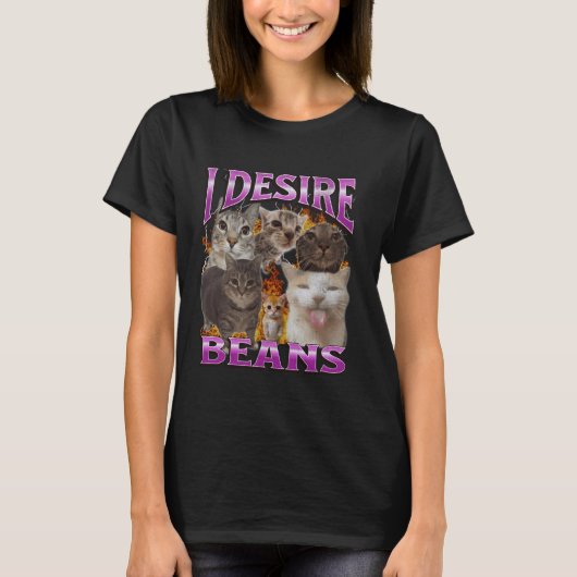 Beans Grappige Kat Meme Bootleg Grafisch T-shirt (Voorkant)