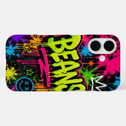 BEANS Neon Graffiti Straatkunst Case-Mate iPhone Case (Achterkant (horizontaal))
