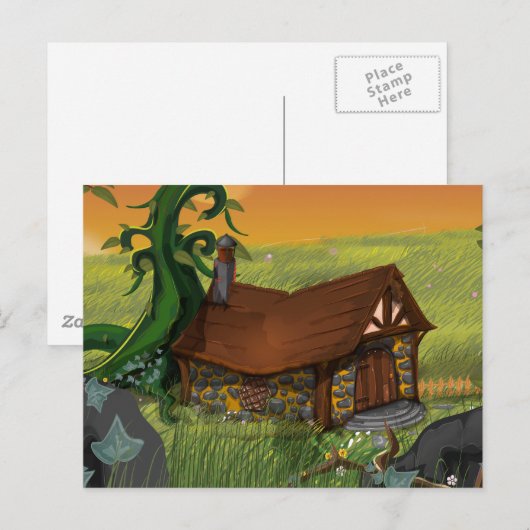Beanstalk Cottage-Cartoon Briefkaart (Voorkant / Achterkant)