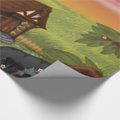 Beanstalk Cottage Cartoon Cadeaupapier (Hoek)