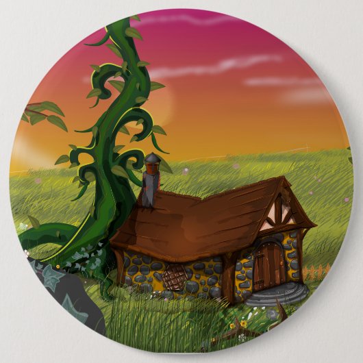 Beanstalk Cottage-Cartoon Ronde Button 6,0 Cm (Voorkant)