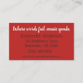 Beantown Banjo Teacher Personalize Visitekaartje (Achterkant)