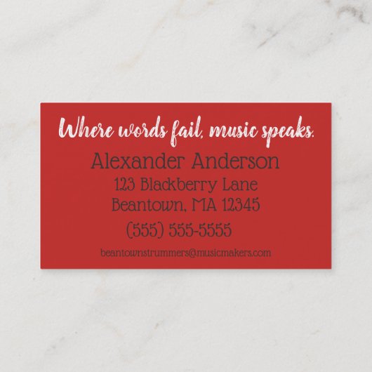 Beantown Banjo Teacher Personalize Visitekaartje (Achterkant)