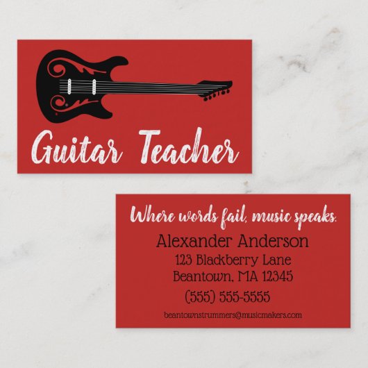 Beantown Guitar Visitekaartje (Voorkant / Achterkant)