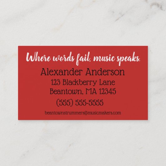 Beantown Guitar Visitekaartje (Achterkant)