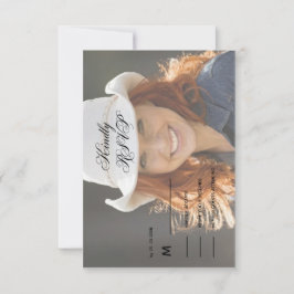 beantwoord cowboy foto elegant modern RSVP kaartje