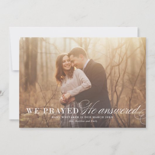 Beantwoord Prayer Zwangerschap Aankondiging Fotoka (Voorkant)