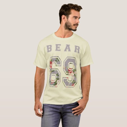 bear 6 9 flores morado t-shirt (Voorkant volledig)