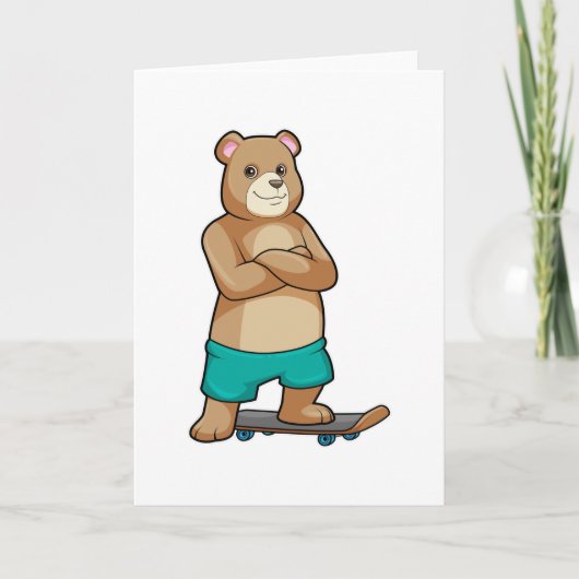 Bear als skater met skateboard kaart (Voorkant)