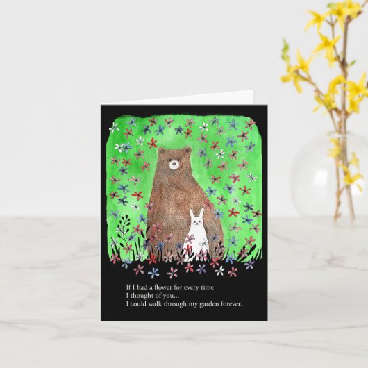 Bear and Bunny Romantic Floral Poetry Valentine Kaart (Gele Bloem)